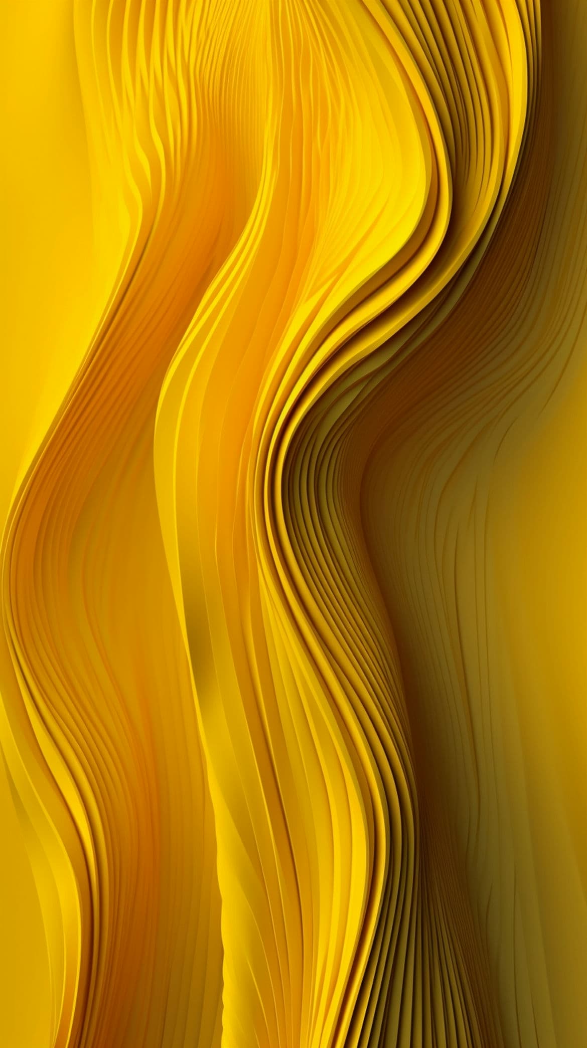 Abstract yellow wave pattern background, showcasing smooth curves and gradients in a visually appealing design