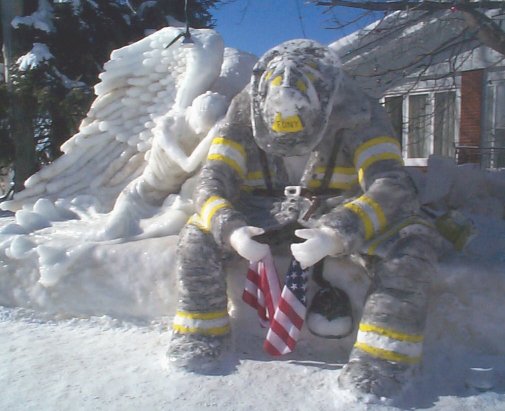 Cool Firefighter Wallpaper Snow Sculpture