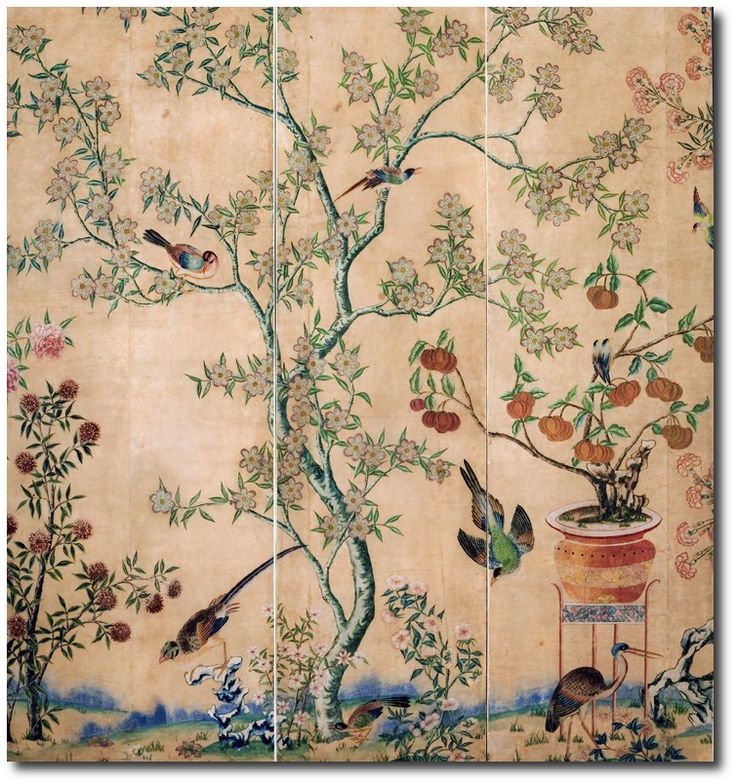 Of Chinese Painted Wallpaper Formerly Hung In Colonial Williamsburg