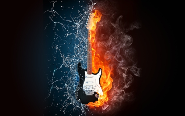 Fire Guitars Lightning Air Wallpaper Music