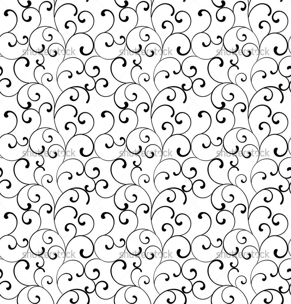 Seamless Pattern With Black Swirls On A White Background Royalty