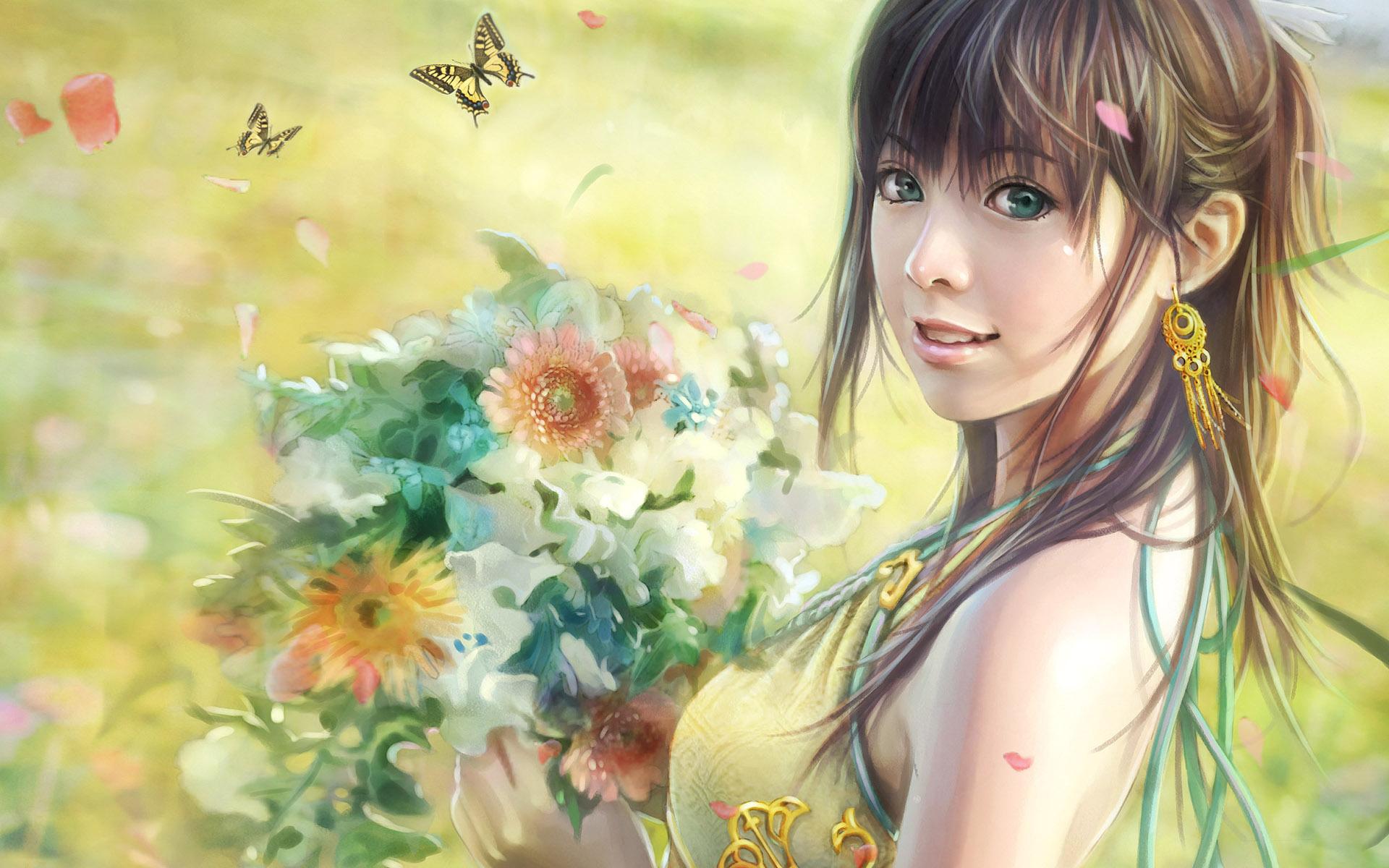 Fantasy Girls Flowers Graphics Butterfly Pictures
