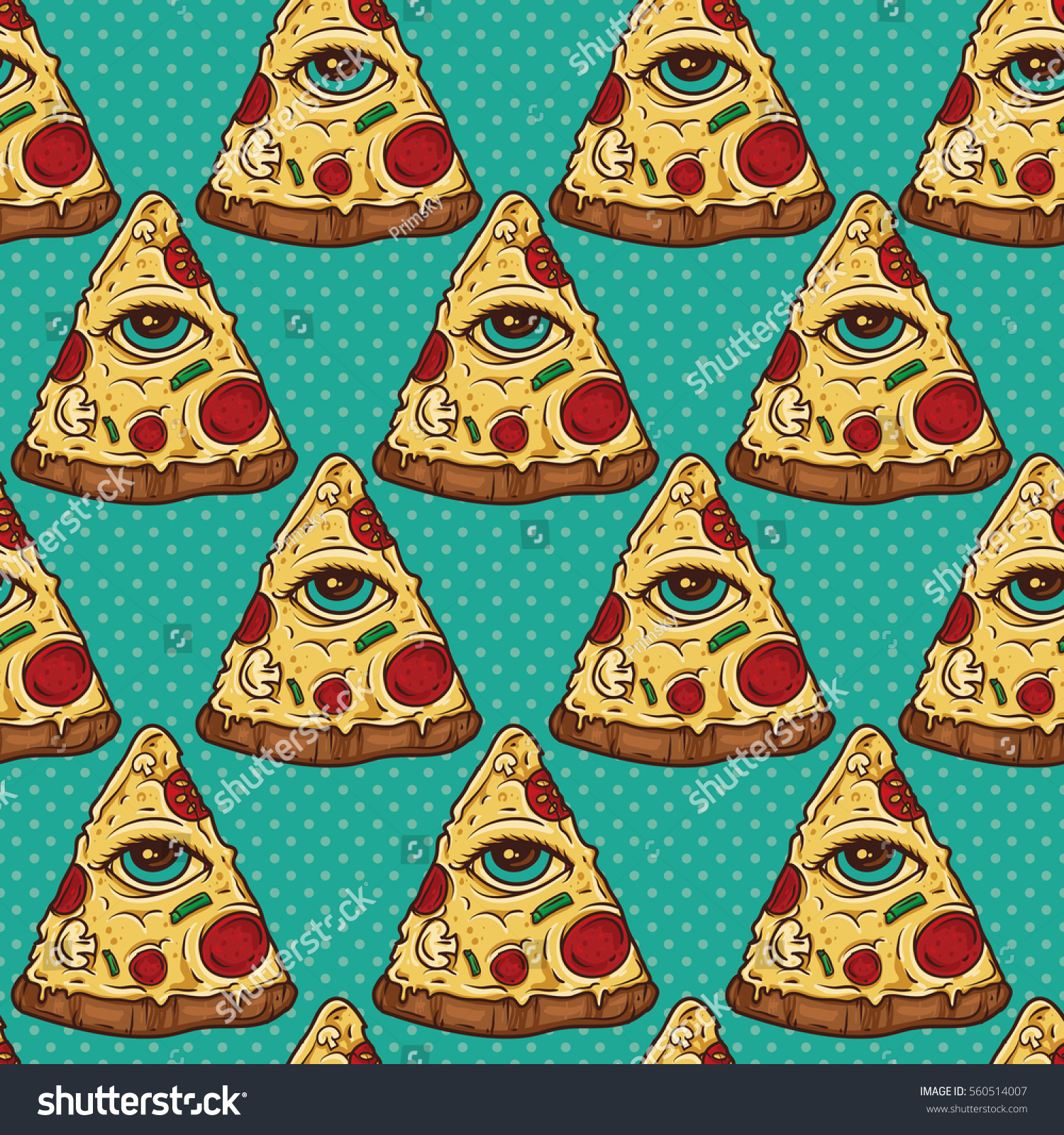 All Seeing Eye Illuminati Pizza Slice Stock Vector Royalty