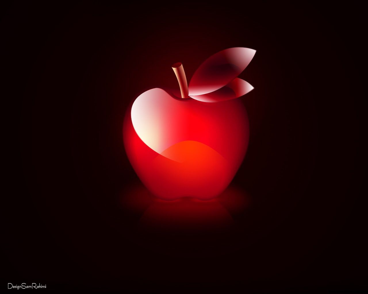 Red Apple On Black Background Eyes