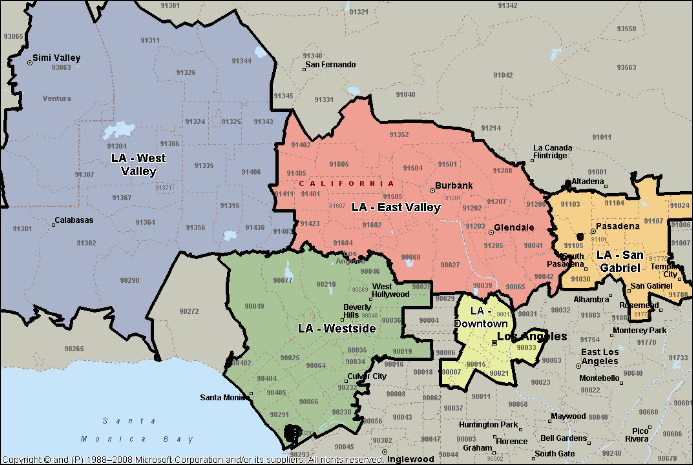 san fernando valley zip code map