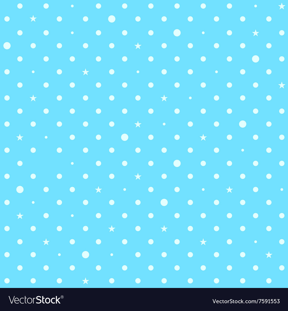 Sky Blue White Star Polka Dots Background Vector Image