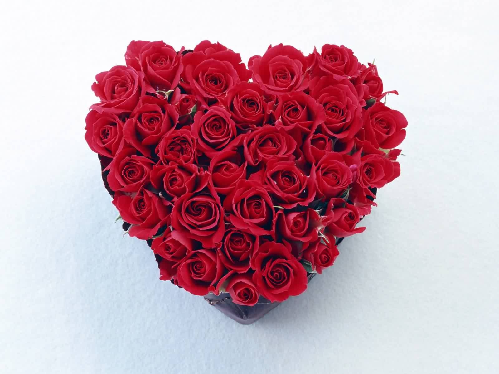 Flowers Wallpaper Red Roses Heart Bouquet