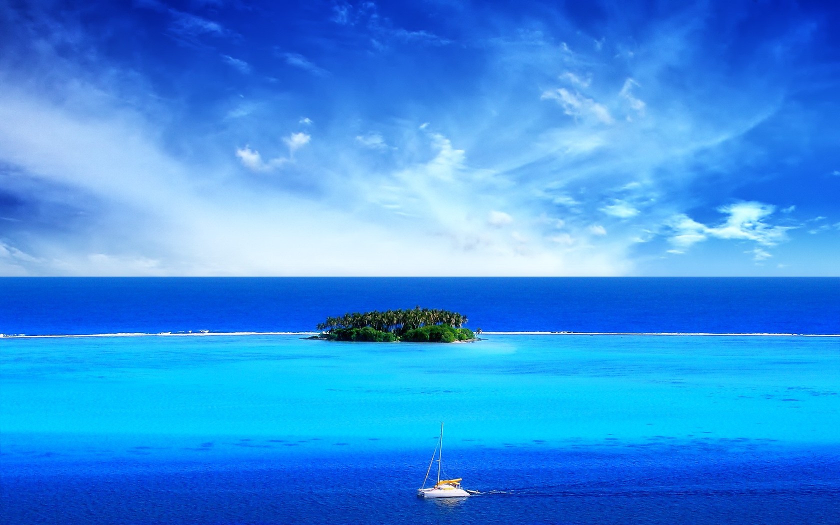 Download Sailing around the tropical island wallpaper