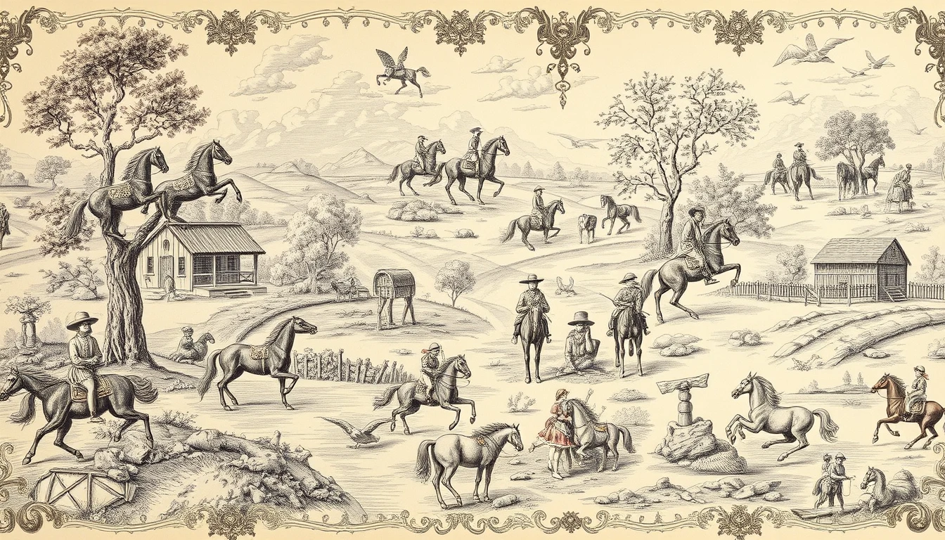 Equestrian Toile Wallpaper
