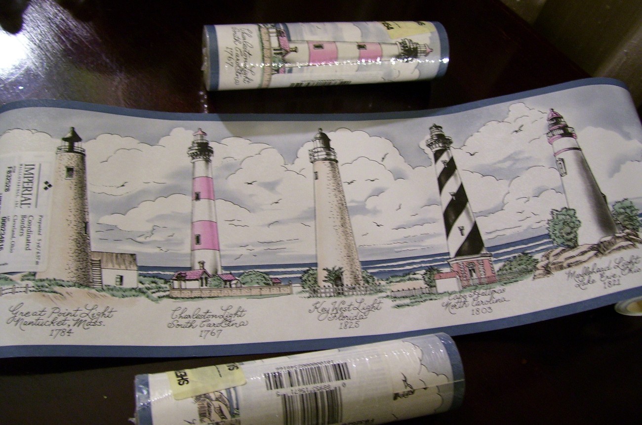 Free download Blue Lighthouse Town Brewster Wallpaper Borders [600x600