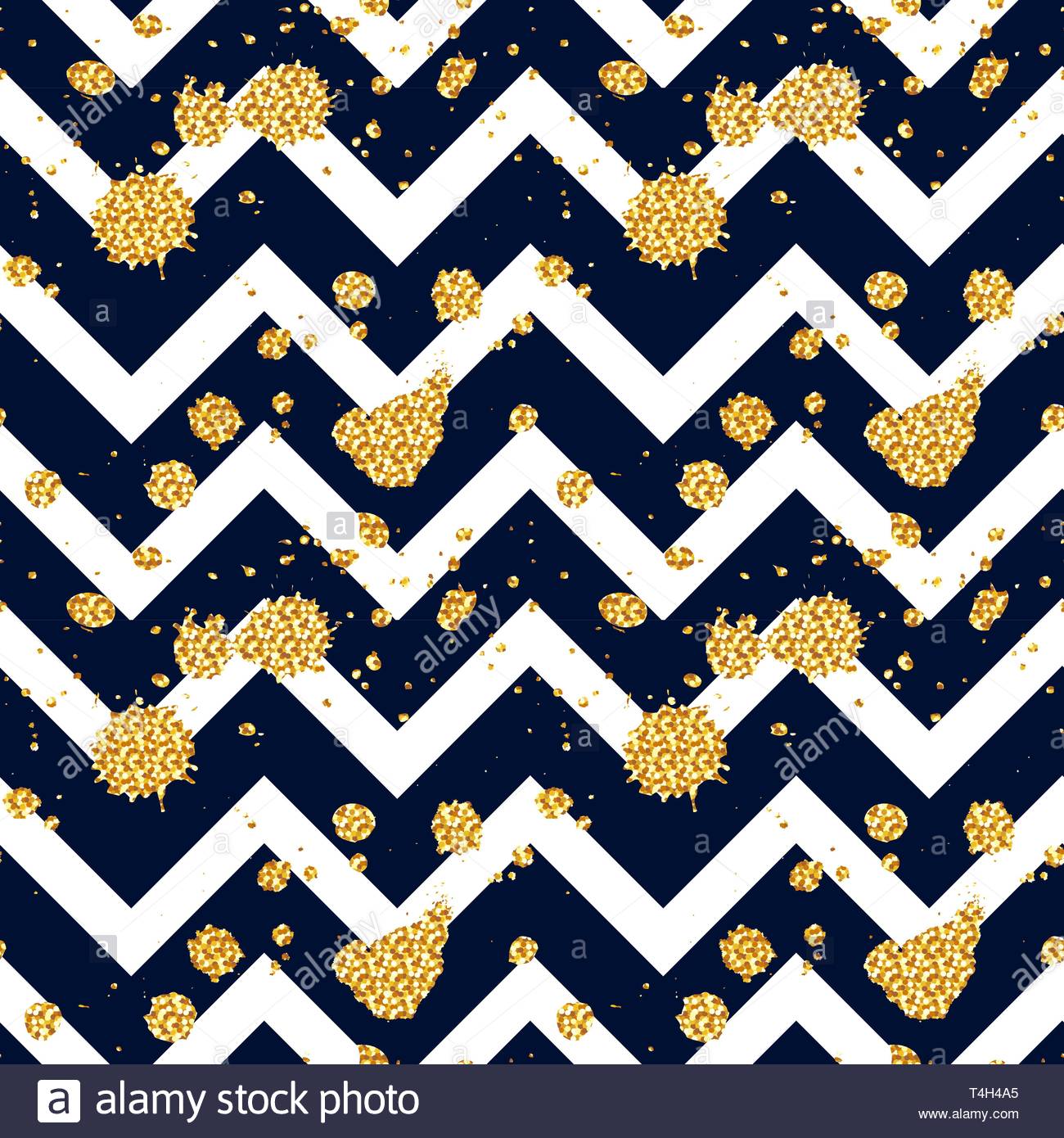 Seamless Pattern With Glittering Splashes And Stains On Chevron