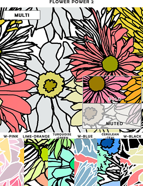 Casart Flower Power Bold Colorways Contemporary Wallpaper Dc