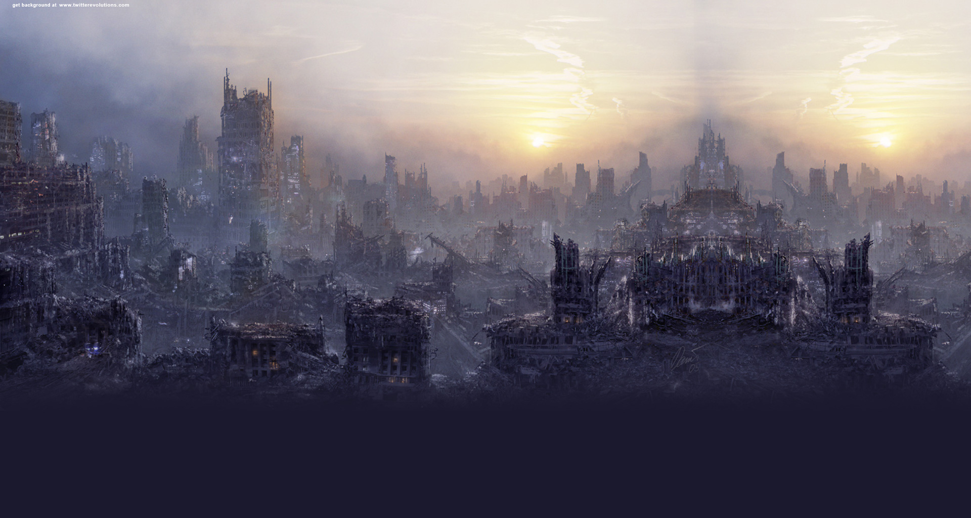 Apocalyptic City In Ruins Background Background