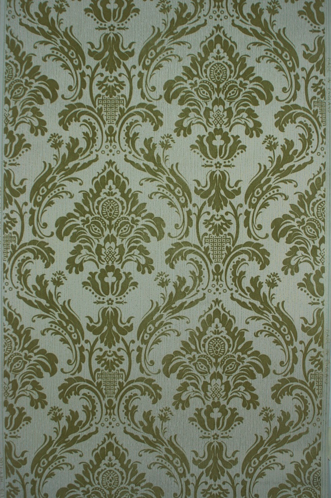 1950s Flock Wallpaper Baroque Style