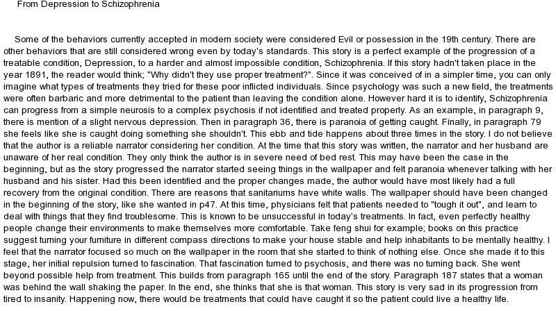 Essay For The Yellow Wallpaper