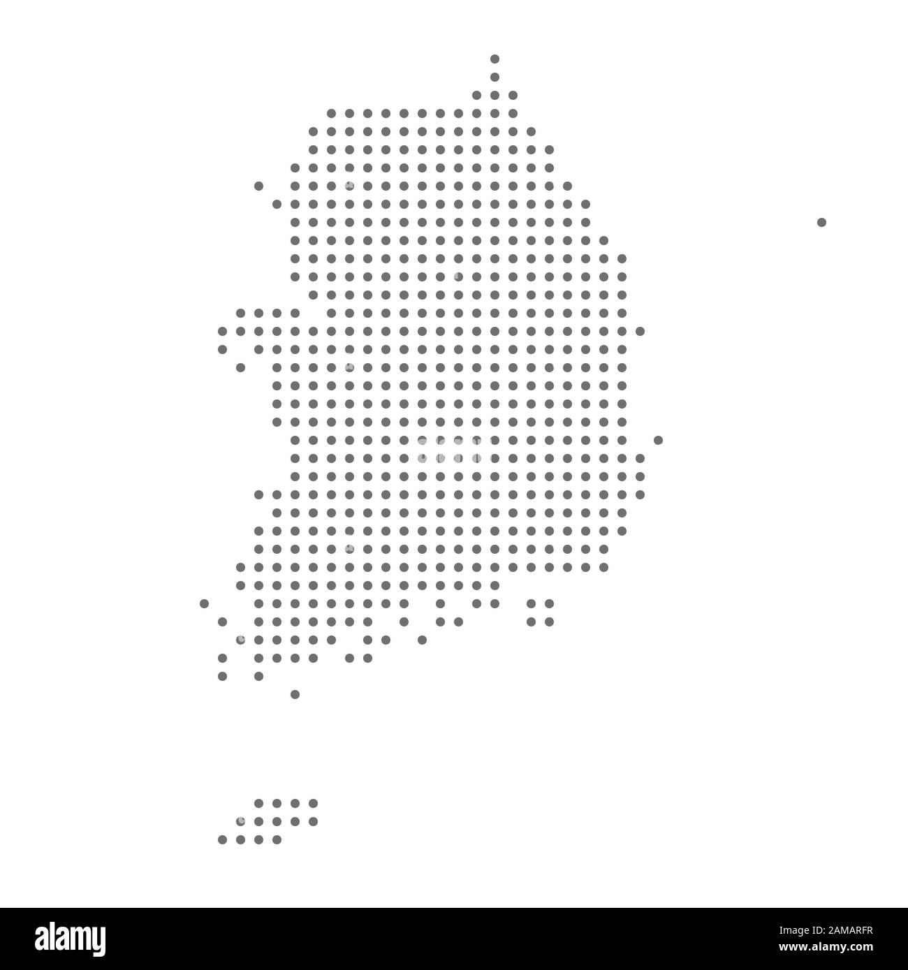 South korea map dotted grey point on white background Vector