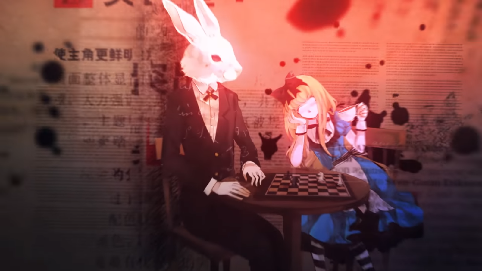 Anime White Rabbit Alice Chess In Wonderland