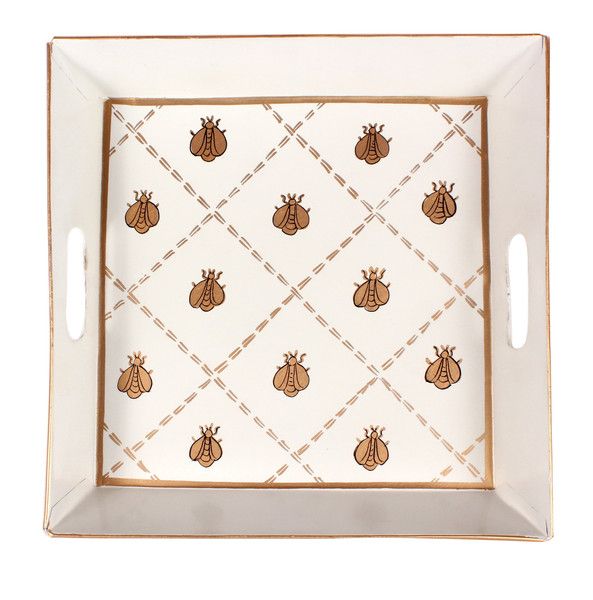 French Bee Cream Gold Square Bedside Tray