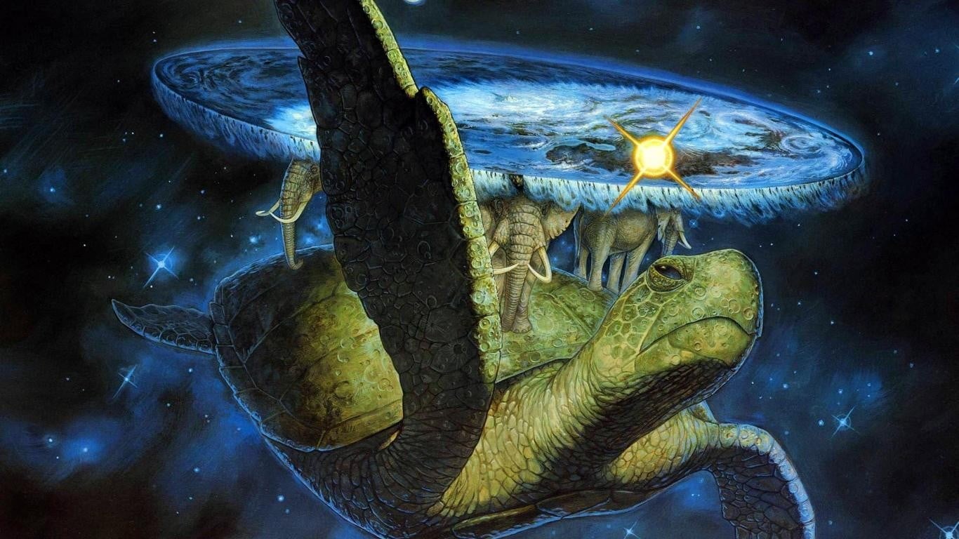 Green Sea Turtle And Elephants Wallpaper Terry Pratchett