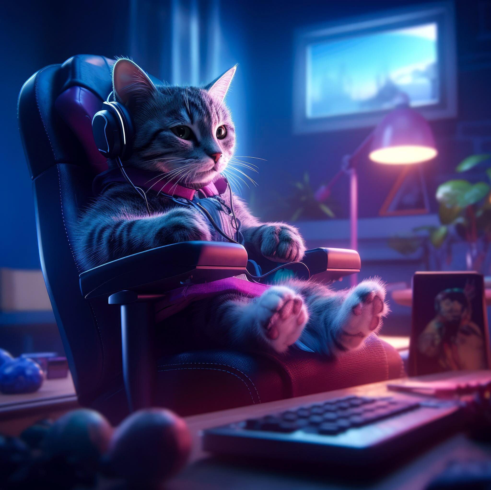 Free download Gamer Cat in His Gaming Chair Portrait 4K Printable Etsy ...