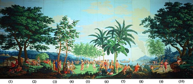 De La Mer Pacifique Panels Of Woodblock Printed Wallpaper