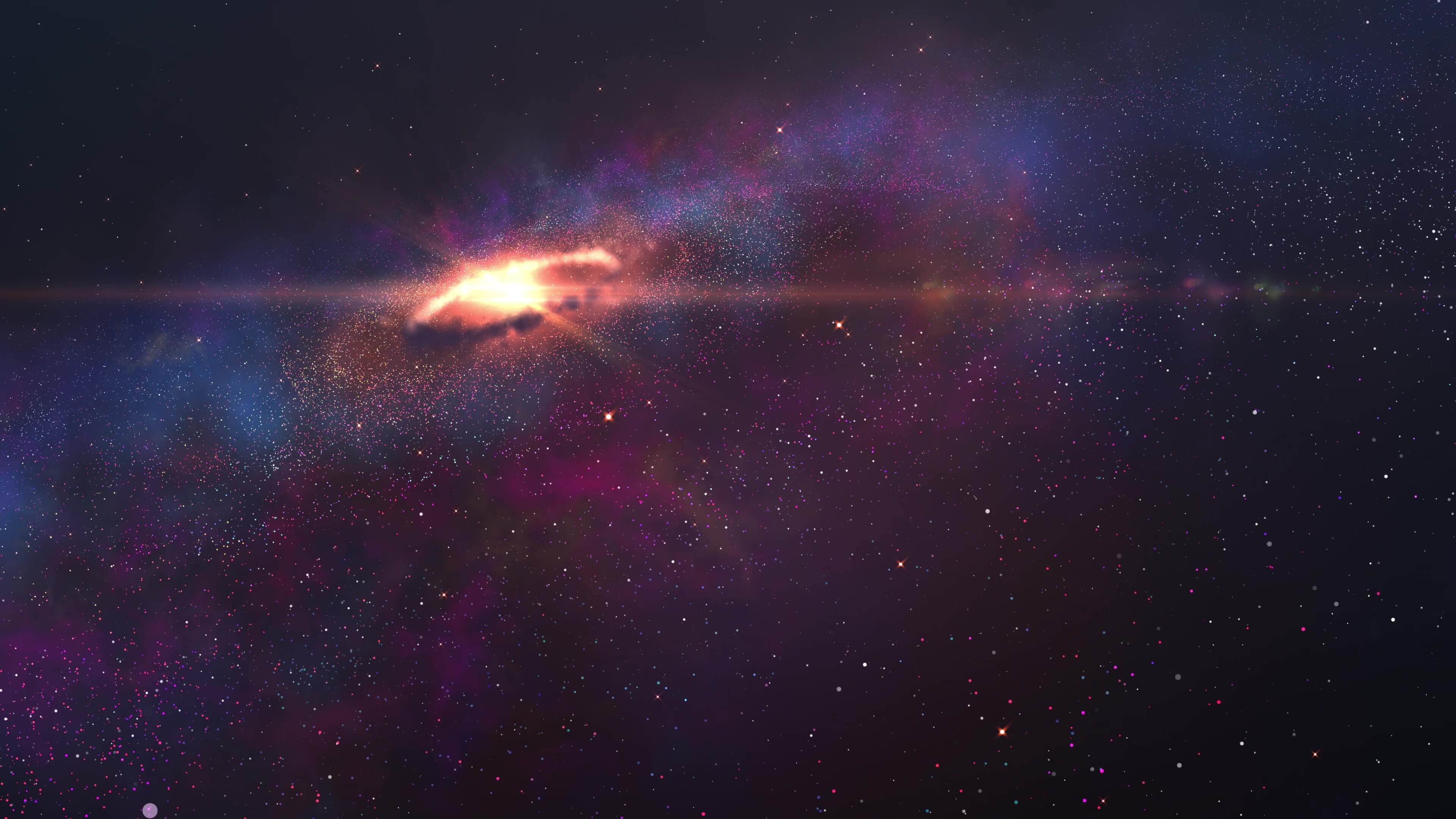 A breathtaking 4k live wallpaper showcasing a vibrant nebula with swirling cosmic dust, shining stars, and a bright central light source