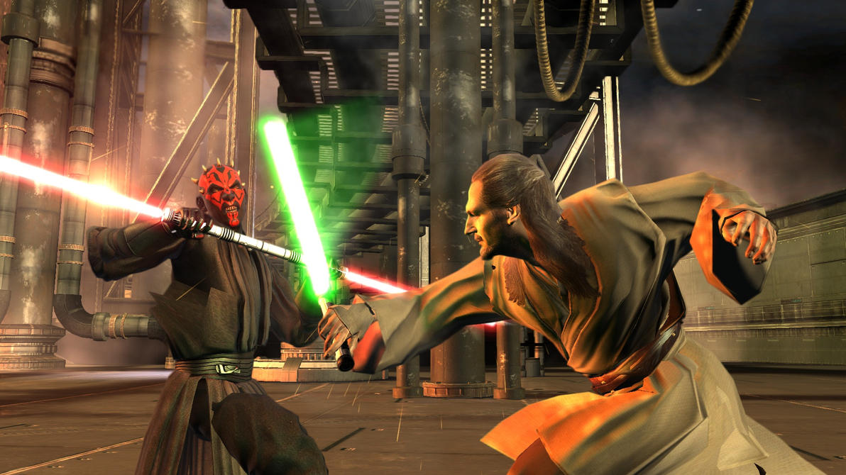 Qui Gon Jinn Vs Darth Maul By Saltso D4ggkl2 Wallpaper