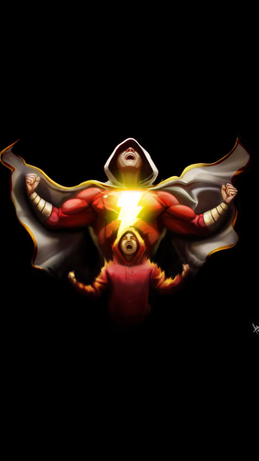 Shazam transform dc comics superhero art 1080x1920 wallpaper 1080x1920