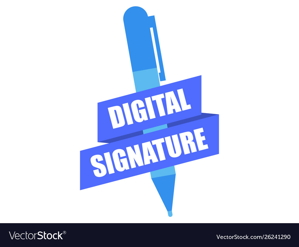 Digital signature pen and ribbon isolated Vector Image