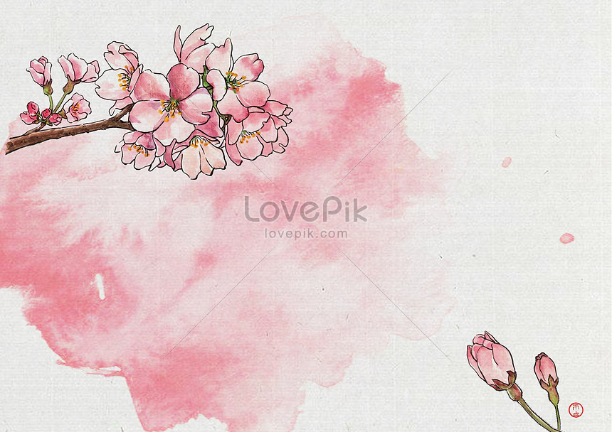 Cherry Blossom Background Series Of Edo Hibiscus Illustration