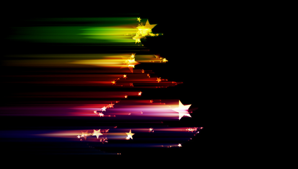 Christmas Tree Stars Glitter Digital Art Wallpaper