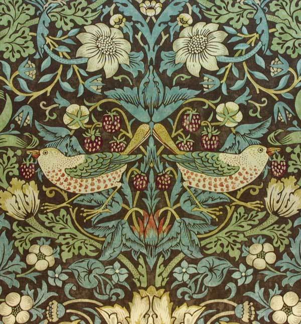 William Morris Vintage Wallpaper Strawberry Thief Chocolate Slate Sold