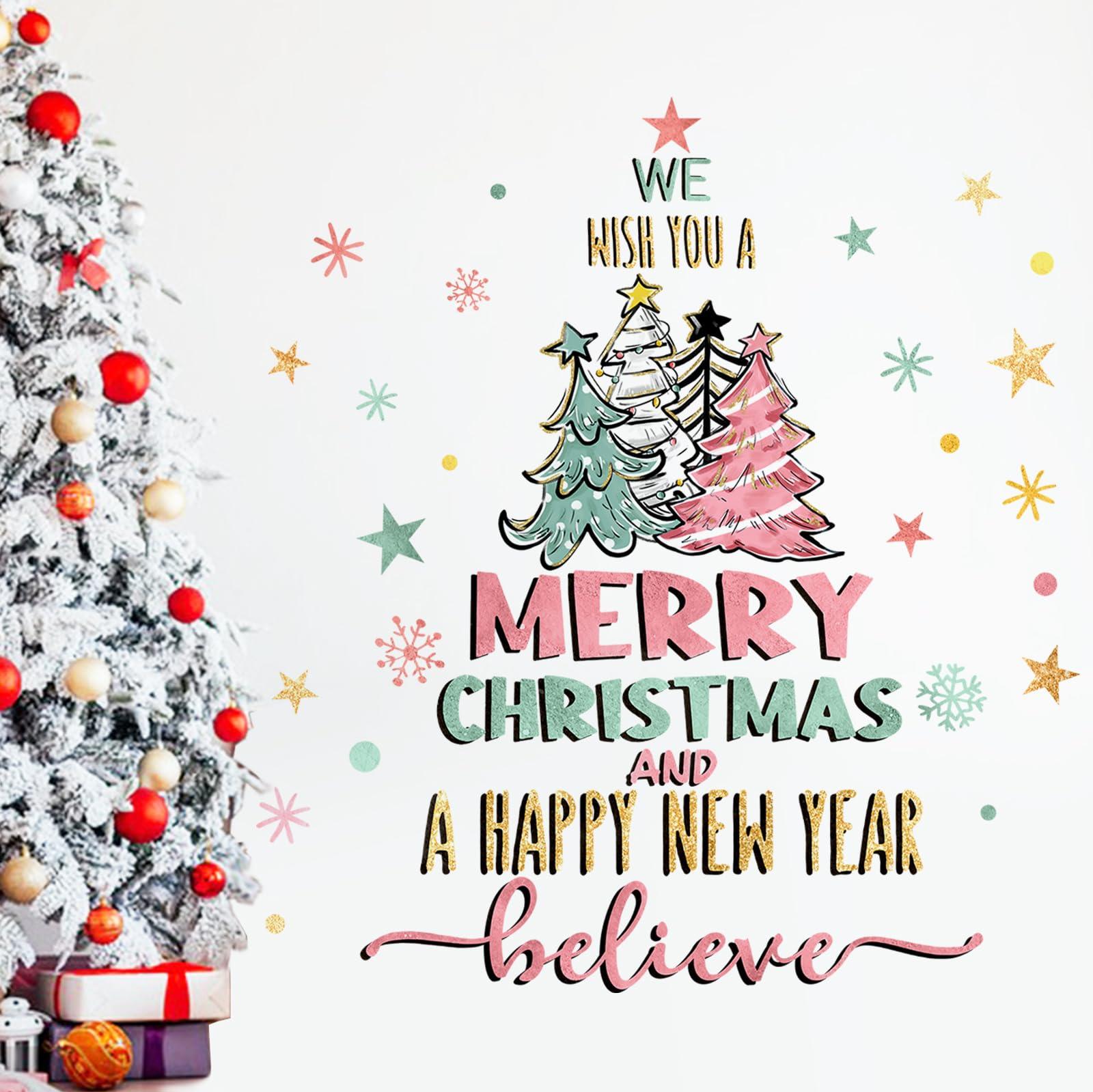Amazoncom Yovkky Merry Christmas Wall Decals Stickers Christmas