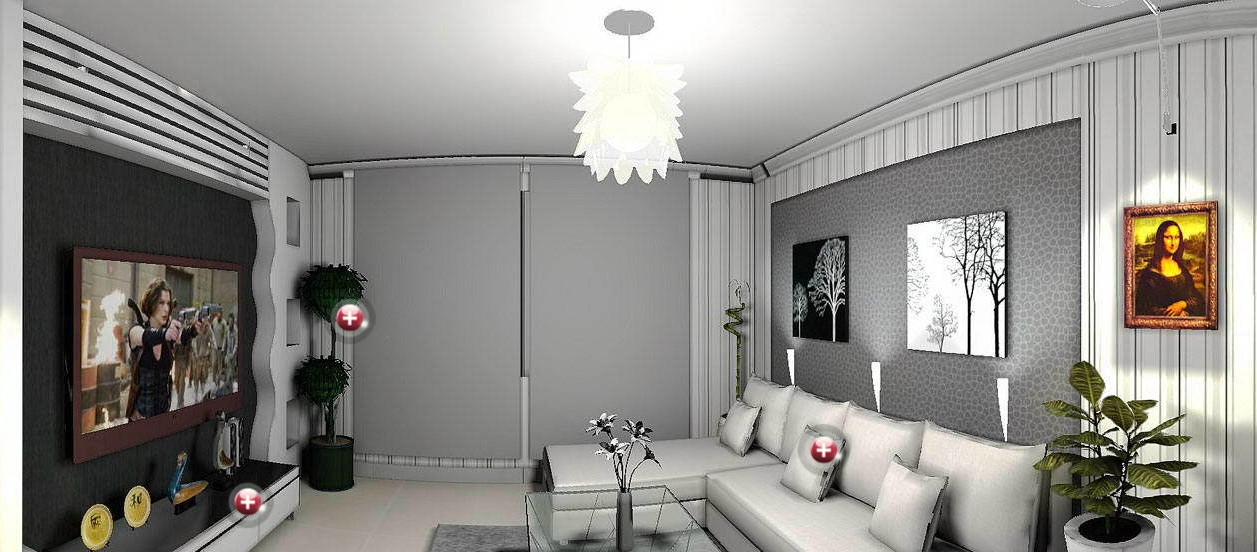 Gray Living Room With Tv 3d House Pictures And