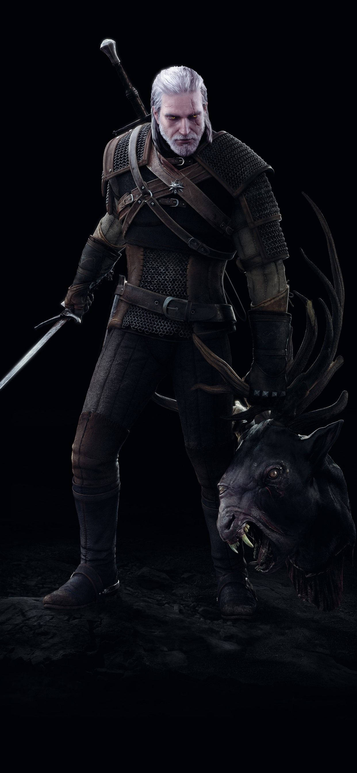 Geralt With A Decapitated Head Witcher iPhone Wallpaper