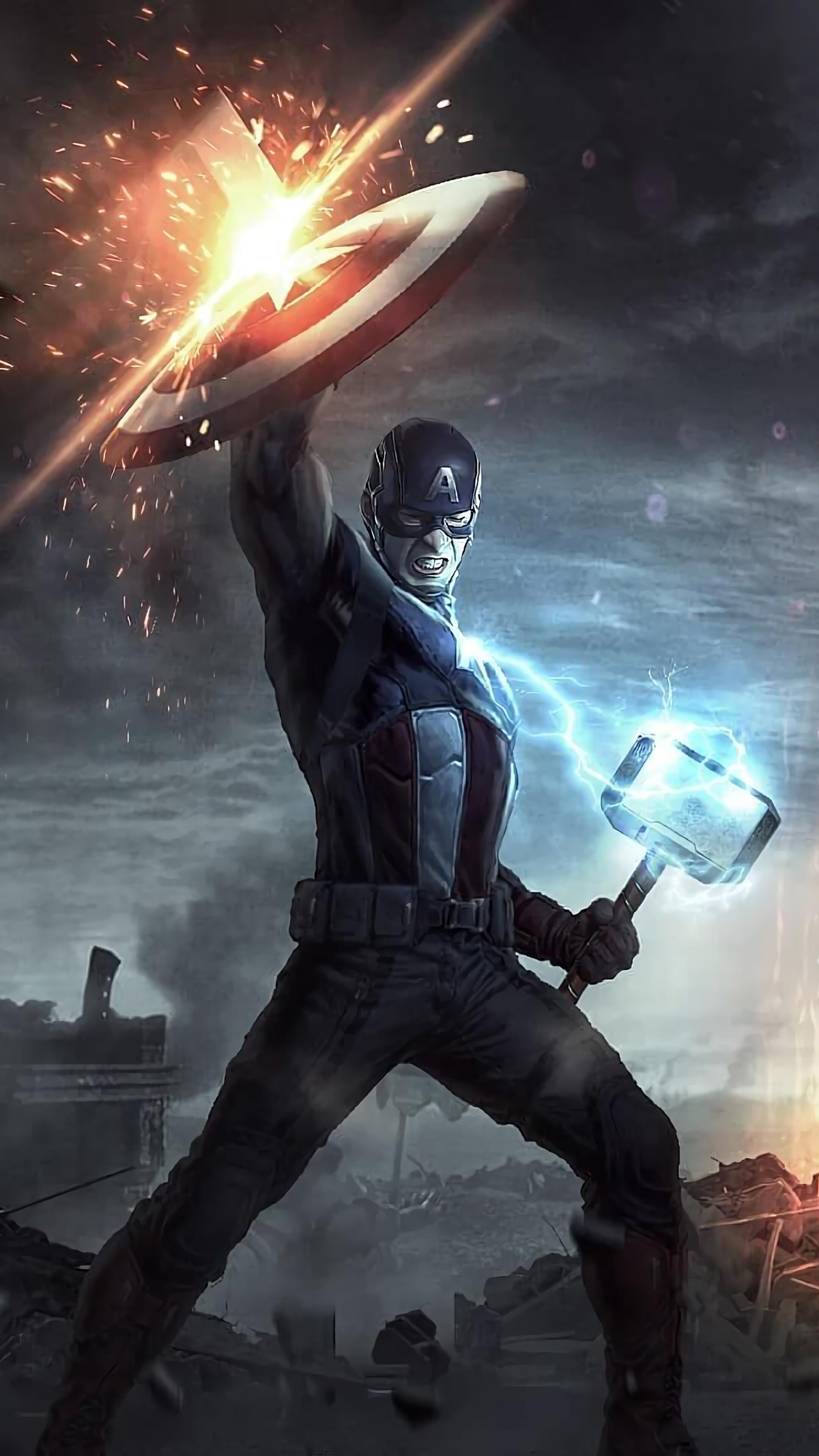 Captain America Mjolnir Hammer Avengers Endgame 4k Wallpaper