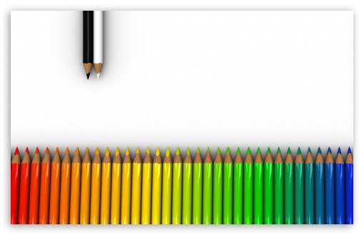 Colorful Crayons White Rainbow Dual Monitor HD Desktop Wallpaper