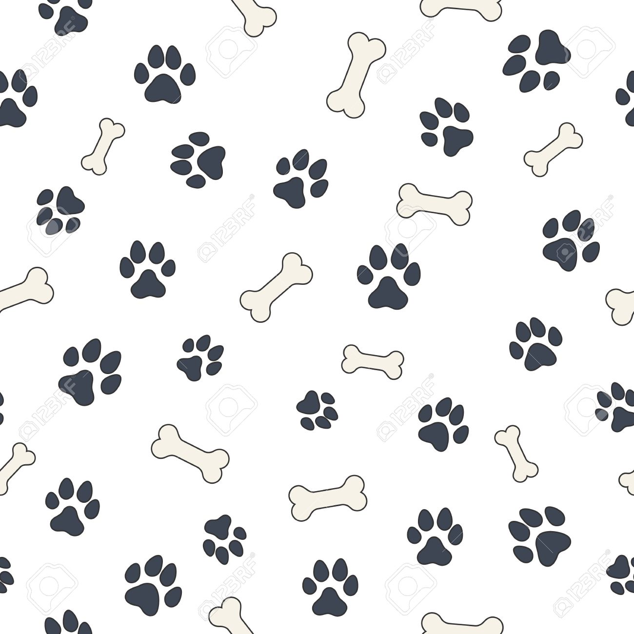 Seamless Wallpaper Pattern With Dogs Bones And Paws For Your