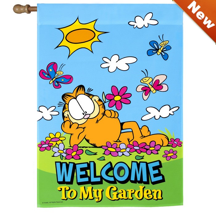 Spring Garfield Wele To My Garden House Flag