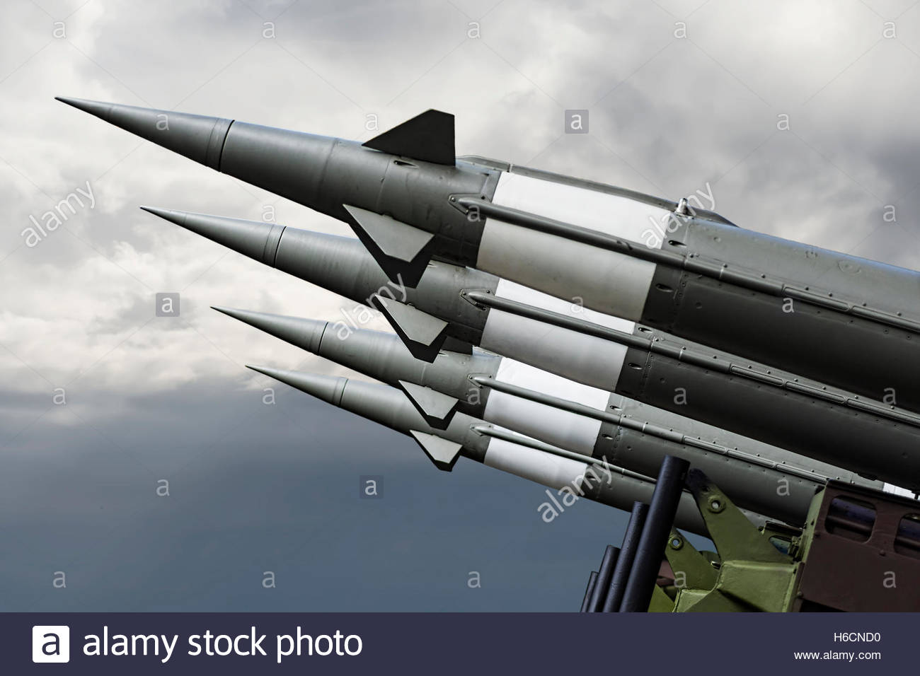 Nuclear Missiles With Warhead Aimed At Gloomy Sky Balistic