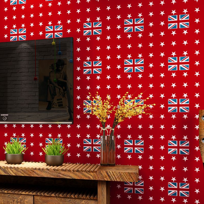 Britsh Style Flag Wallpaper Pure Paper Wall Bedroom Star