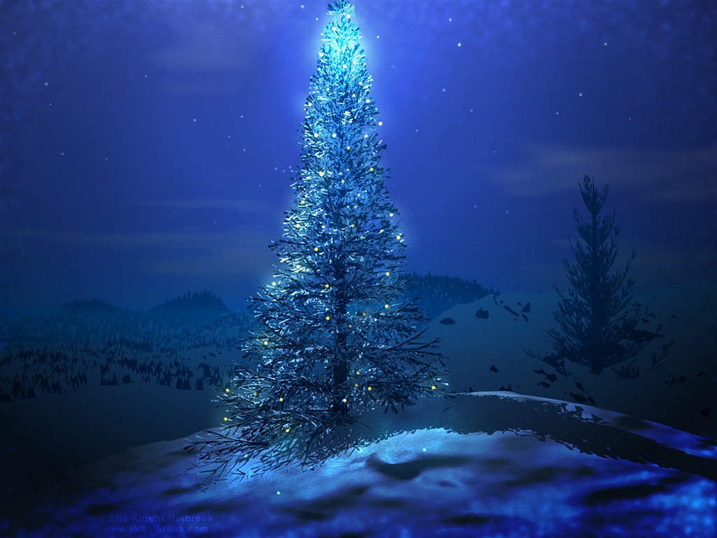 Blue Christmas Tree Desktop Pc And Mac Wallpaper