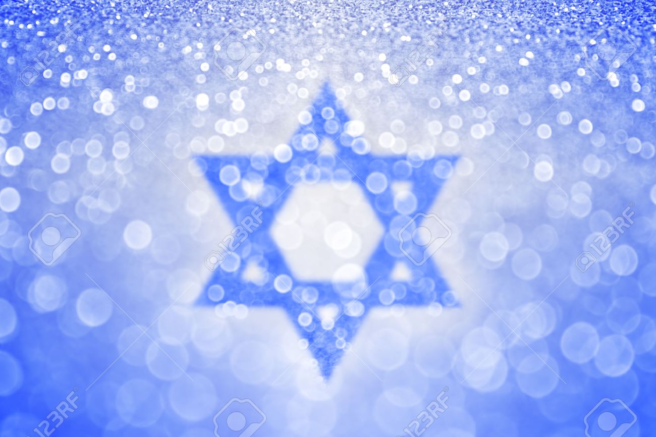Abstract Hanukkah Blue Jewish Star Of David Background Bar