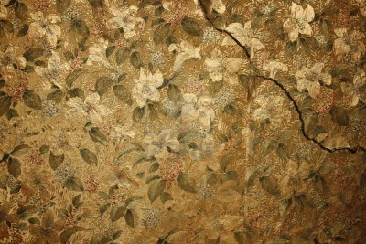 Vintage Flowered Wallpaper Grasscloth