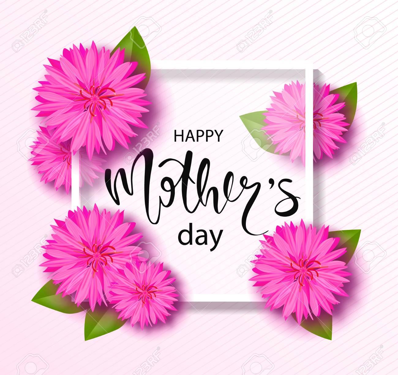 Happy Mothers Day Background With Beautiful Flowers Greeting Card