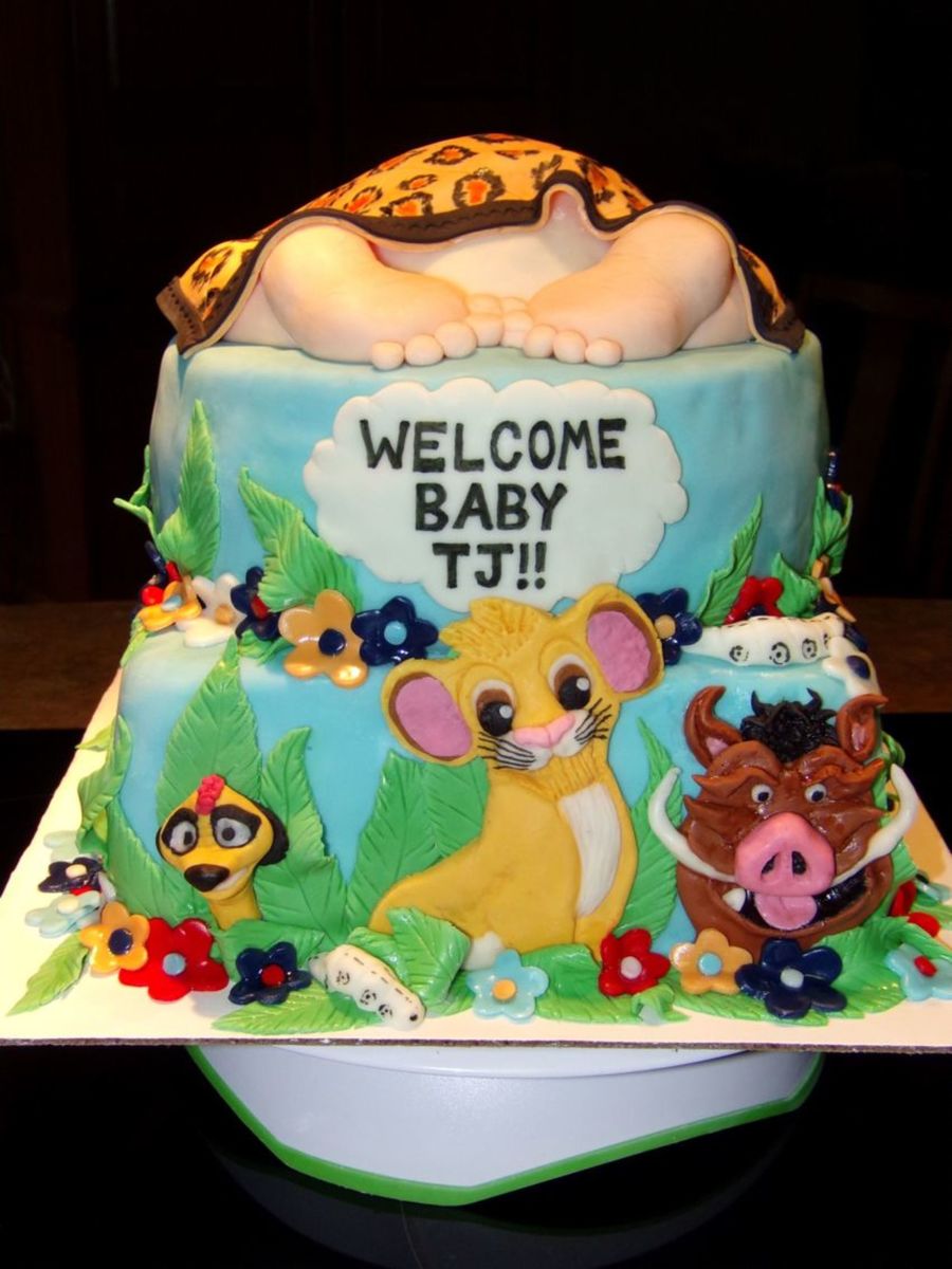 Simba   Lion King Baby Shower Cake With Babys Butt