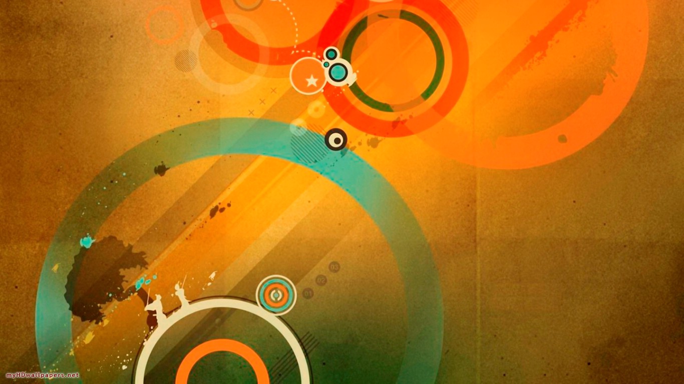 Orange Green Retro Desktop Wallpaper Hd