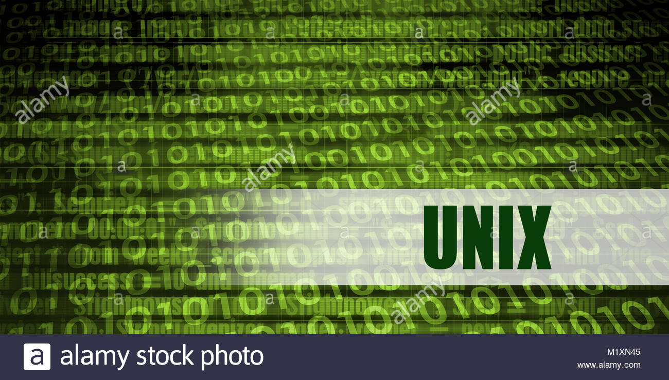 Unix Coding Language With Green Binary Background Stock Photo