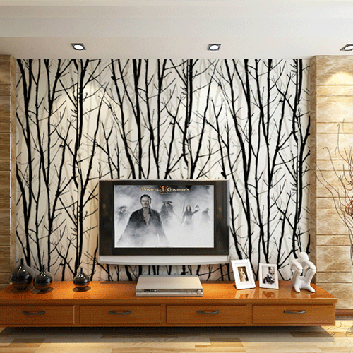 PVC 3D Wall Murals Wallpaper Woods Tree Pattern Striped Wall Papers 500x500