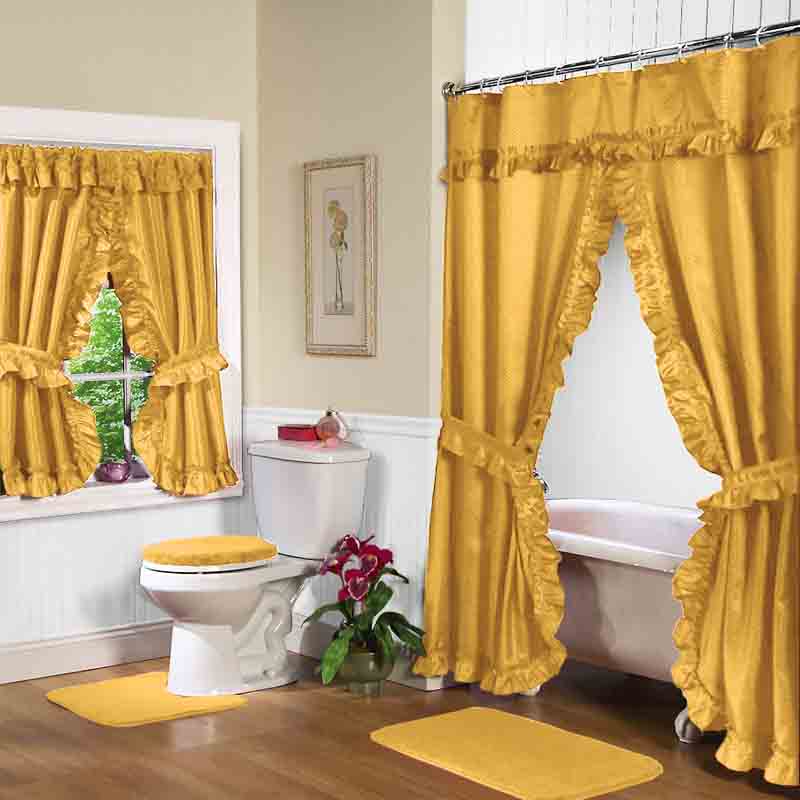 gold window curtainDouble Swag Shower Curtain LptObf21